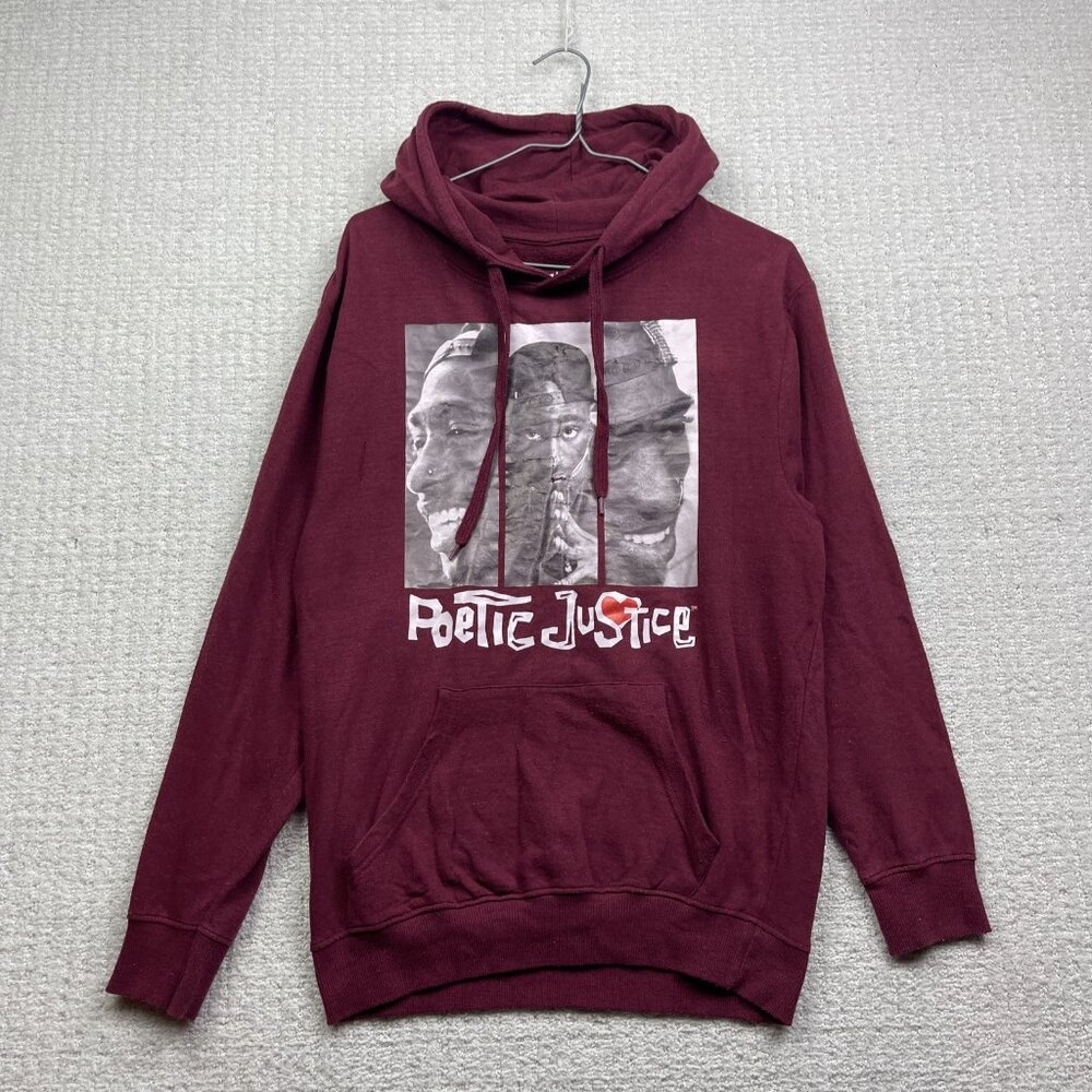 Poetic Justice Tupac Men Sz S Hoodie Fleece Sweatshirt Hip-Hop Tupac Shakur Red